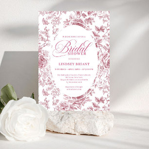 Velvet Rose Toile Floral Bridal Shower Invitation 