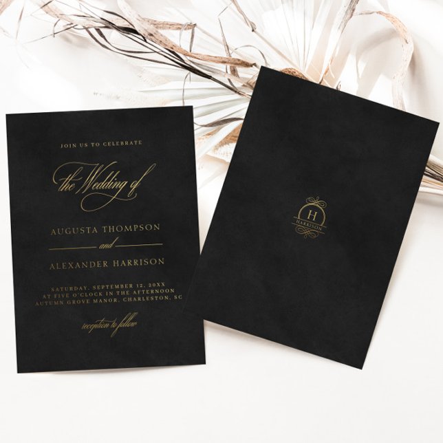 Velvet Texture Imitation & Gold Classy Wedding  Foil Invitation (Creator Uploaded)