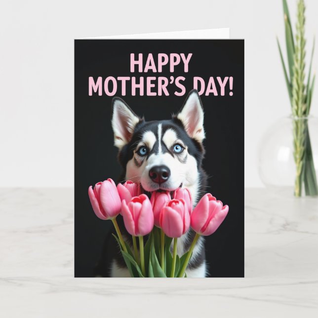 Velvet Tulip Dog Mothers Day Card (Front)