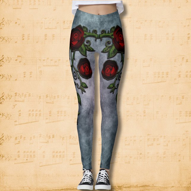 Velvet Whispers: Curled Gothic Rose Vines Leggings (Creator Uploaded)