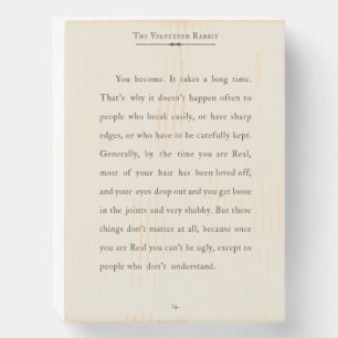 Velveteen Rabbit Quote, Book Page Wooden Box Sign