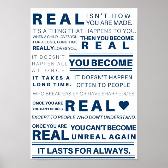 Velveteen Rabbit "Real" Poster (Front)