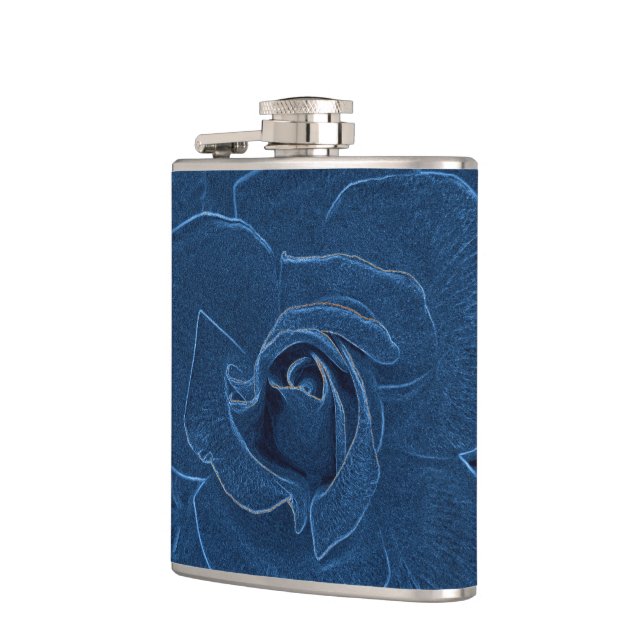 velvety blue rose flask (Left)