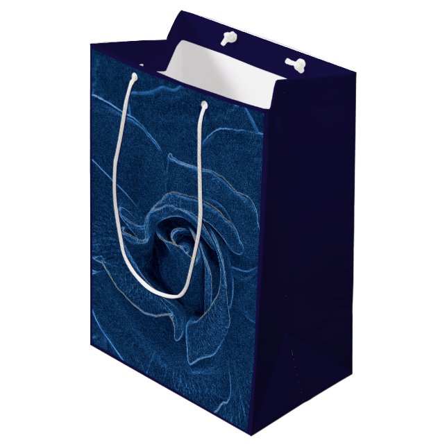 velvety blue rose medium gift bag (Front Angled)