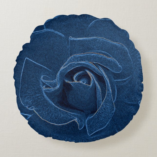 velvety blue rose round pillow (Front)