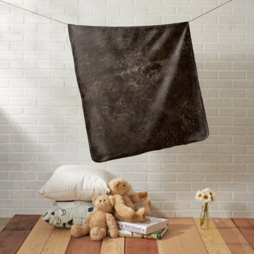 Velvety Bronze Damask  Brown Baroque Grunge Baby Blanket