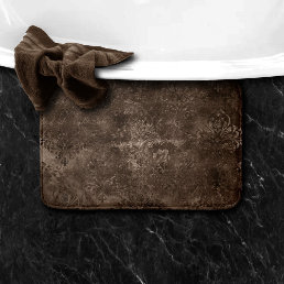 Velvety Bronze Damask | Brown Baroque Grunge Bath Mat