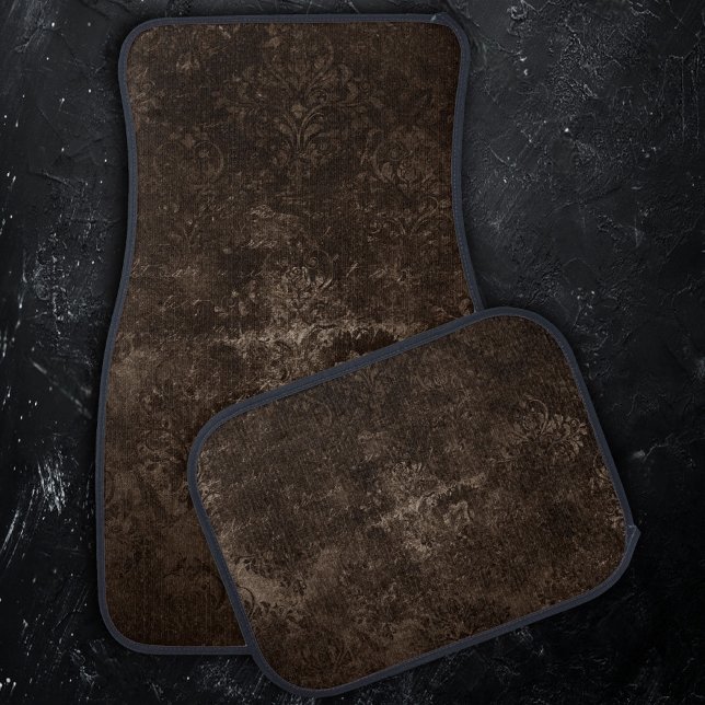 Velvety Bronze Damask | Brown Baroque Grunge Car Floor Mat (Creator Uploaded)