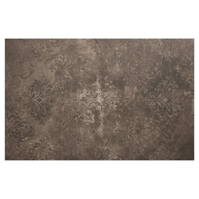 Velvety Bronze Damask | Brown Baroque Grunge Fabric (Yard)