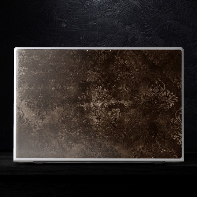 Velvety Bronze Damask | Brown Baroque Grunge HP Laptop Skin (Creator Uploaded)