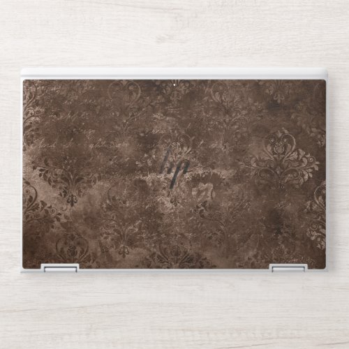 Velvety Bronze Damask  Brown Baroque Grunge HP Laptop Skin