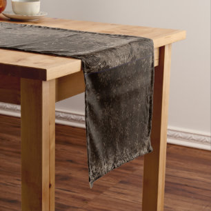 Velvety Bronze Damask   Brown Baroque Grunge Short Table Runner