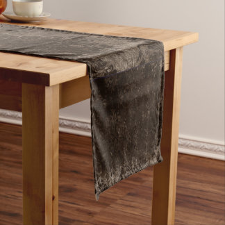 Velvety Bronze Damask | Brown Baroque Grunge Short Table Runner