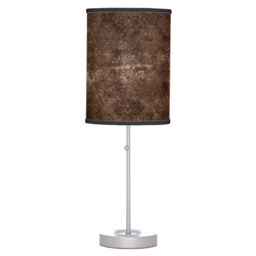 Velvety Bronze Damask  Brown Baroque Grunge Table Lamp
