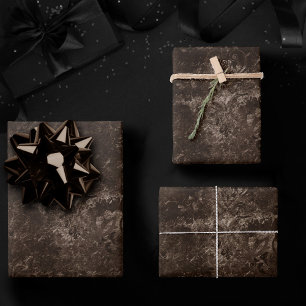 Velvety Bronze Damask Brown Baroque Grunge Wrapping Paper Sheets