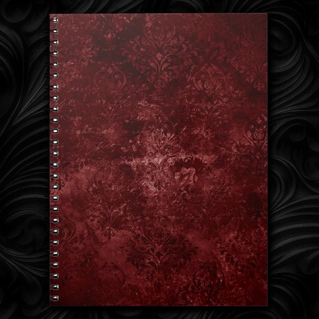 Velvety Henna Damask | Crimson Red Grunge Baroque Notebook (Creator Uploaded)