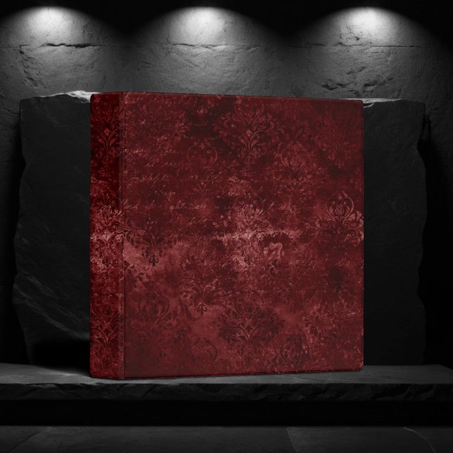 Velvety Henna Damask | Red Distressed Grunge 3 Ring Binder (Creator Uploaded)