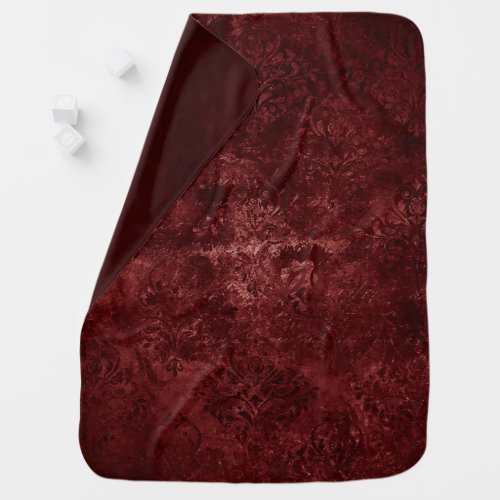 Velvety Henna Damask  Red Distressed Grunge Baby Blanket