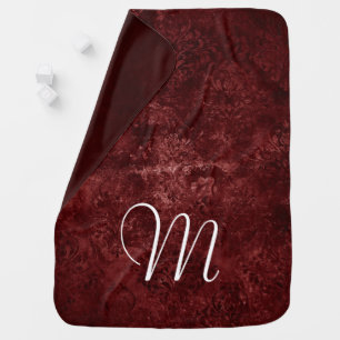 Velvety Henna Damask Red Distressed Grunge Baby Blanket