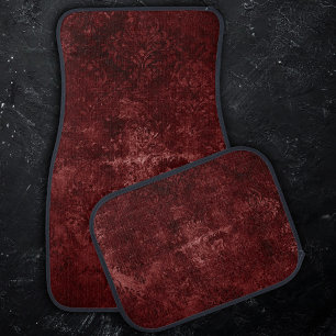 Velvety Henna Damask   Red Distressed Grunge Car Floor Mat