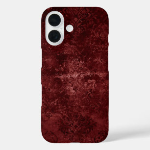 Velvety Henna Damask   Red Distressed Grunge iPhone 16 Case