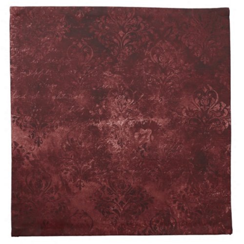 Velvety Henna Damask  Red Distressed Grunge Cloth Napkin