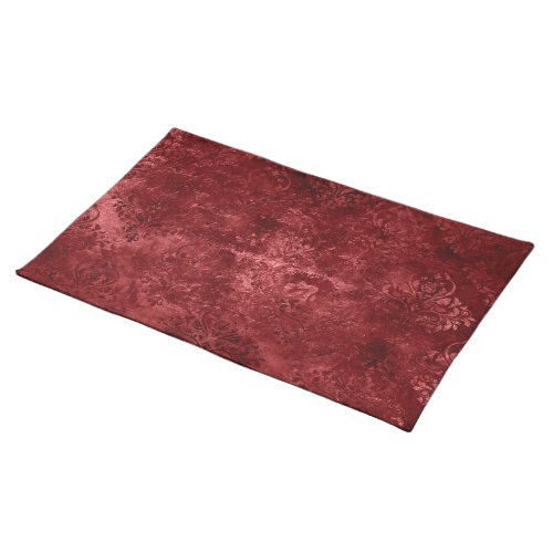 Velvety Henna Damask  Red Distressed Grunge Cloth Placemat