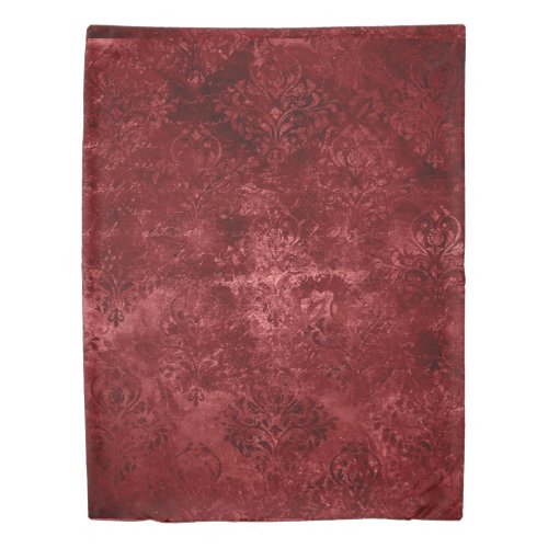 Velvety Henna Damask  Red Distressed Grunge Duvet Cover