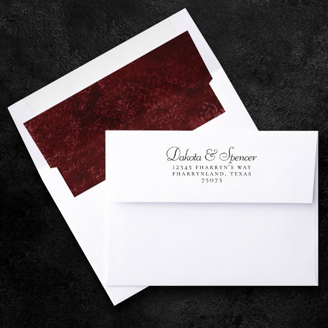 Velvety Henna Damask | Red Distressed Grunge Envelope Liner (Creator Uploaded)