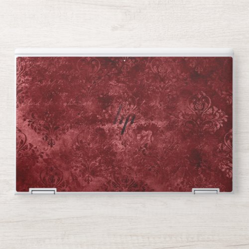 Velvety Henna Damask  Red Distressed Grunge HP Laptop Skin
