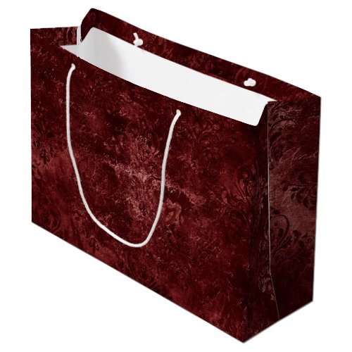 Velvety Henna Damask  Red Distressed Grunge Large Gift Bag