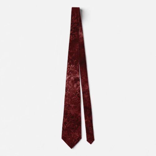 Velvety Henna Damask  Red Distressed Grunge Neck Tie