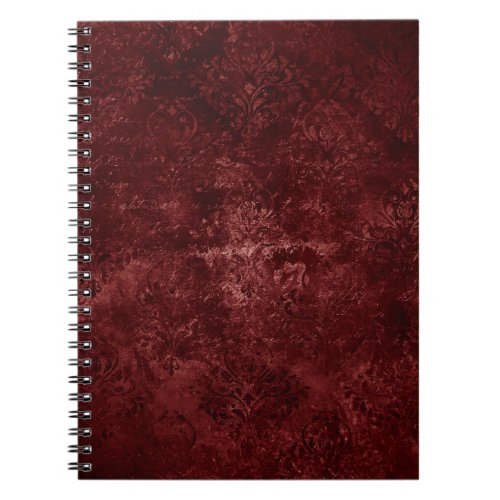 Velvety Henna Damask  Red Distressed Grunge Notebook
