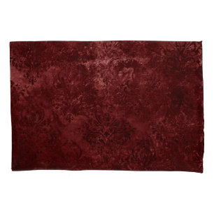 Velvety Henna Damask   Red Distressed Grunge Pillow Case