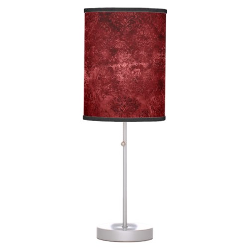 Velvety Henna Damask  Red Distressed Grunge Table Lamp