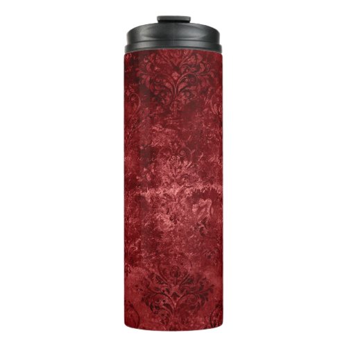 Velvety Henna Damask  Red Distressed Grunge Thermal Tumbler