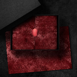 Velvety Henna Damask | Red Distressed Grunge Tissue Paper