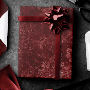 Velvety Henna Damask Red Distressed Grunge Wrapping Paper