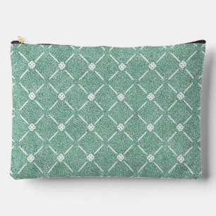 Velvety Lattice Pattern in Mint Green Accessory Pouch