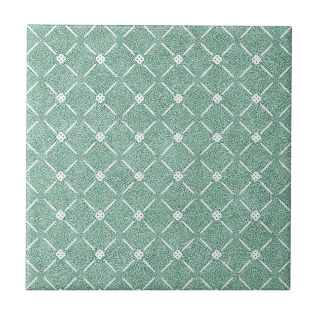 Velvety Lattice Pattern in Mint Green Ceramic Tile (Front)