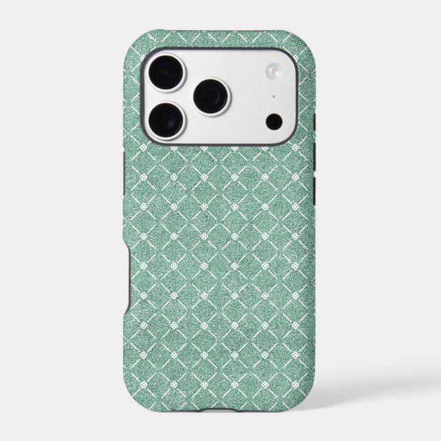 Velvety Lattice Pattern in Mint Green iPhone Case (Back)