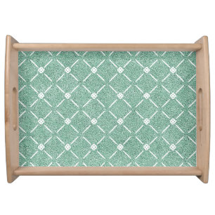 Velvety Lattice Pattern in Mint Green Serving Tray