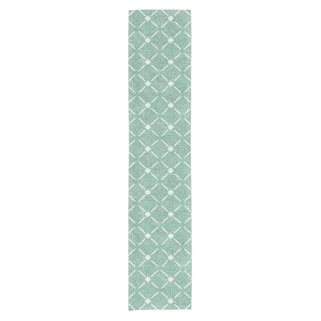 Velvety Lattice Pattern in Mint Green Short Table Runner (Front)