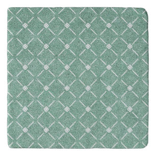 Velvety Lattice Pattern in Mint Green Trivet