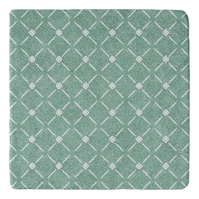 Velvety Lattice Pattern in Mint Green Trivet (Front)