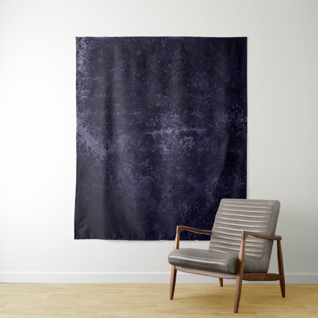 Velvety Midnight Damask | Indigo Grunge Backdrop (In Situ)