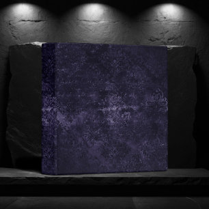 Velvety Midnight Damask   Indigo Purple Grunge 3 Ring Binder