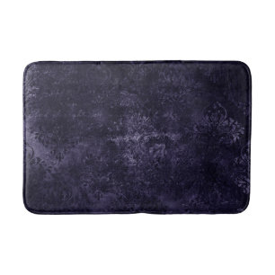 Velvety Midnight Damask   Indigo Purple Grunge Bath Mat