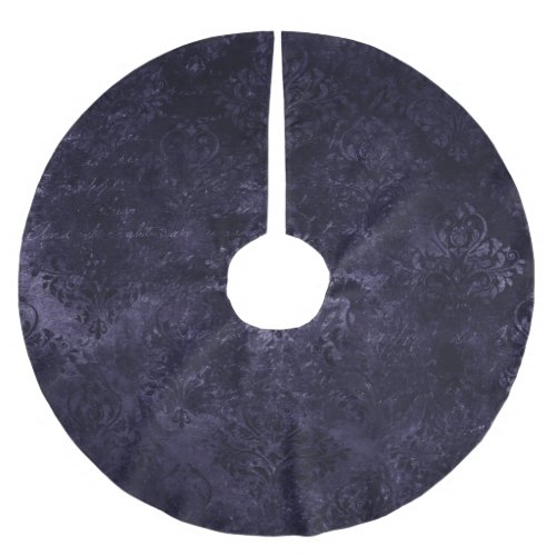 Velvety Midnight Damask  Indigo Purple Grunge Brushed Polyester Tree Skirt