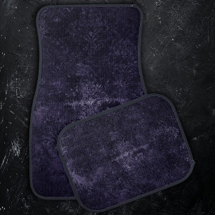 Velvety Midnight Damask   Indigo Purple Grunge Car Floor Mat